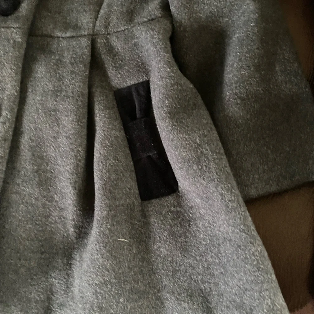 Rothschild Gray Faux Wool Black Velvet Trim Back Bow Adorable Peacoat 2T - Picture 9 of 16